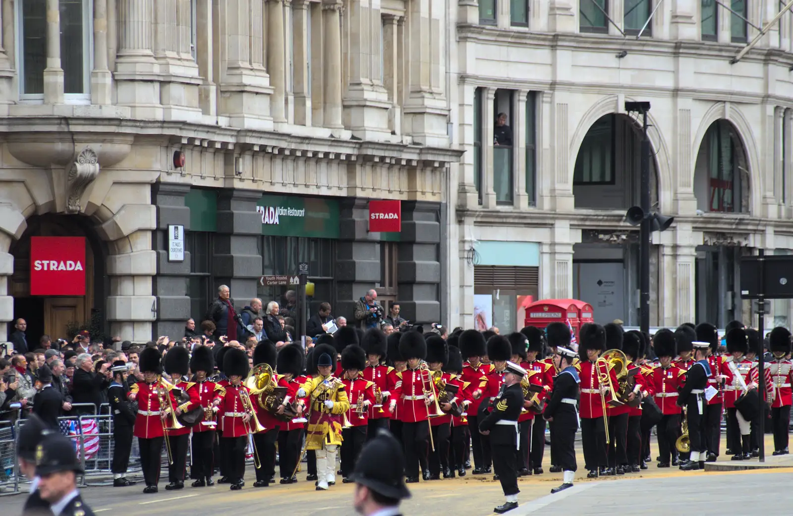 A military band in Bearskins, from Margaret Thatcher's Funeral, St. Paul's, London - 17th April 2013