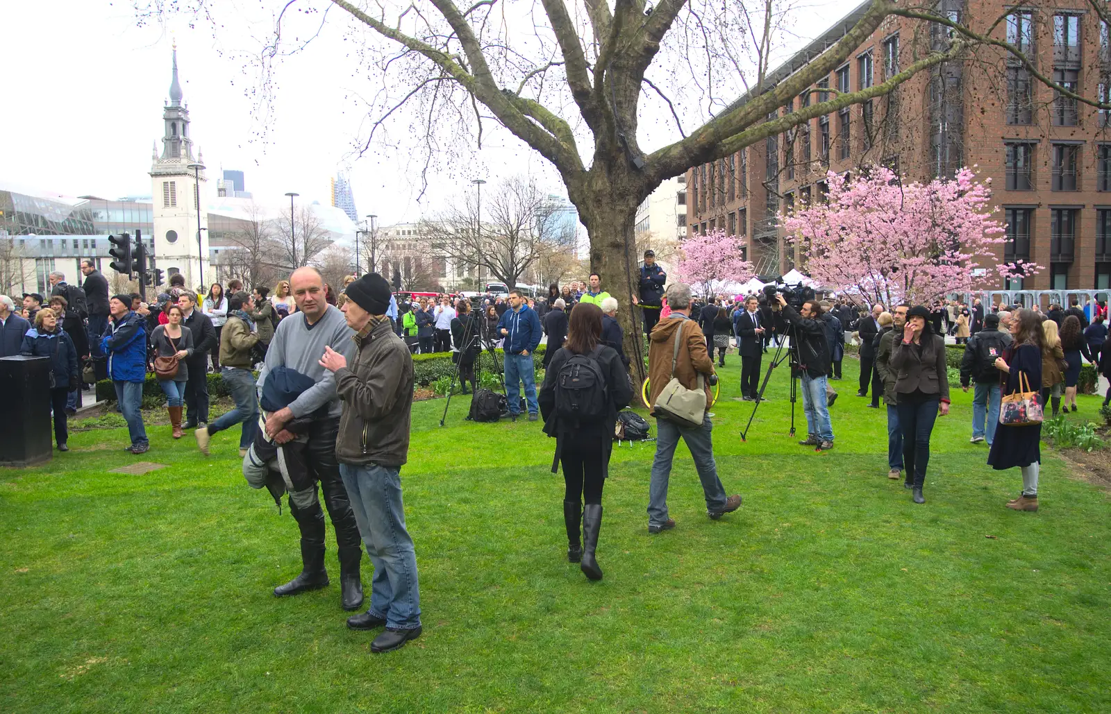 The crowds dissipate after the service moves inside, from Margaret Thatcher's Funeral, St. Paul's, London - 17th April 2013