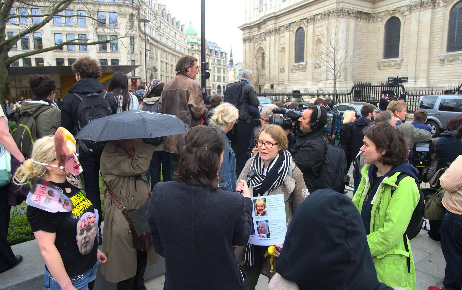 More interviewing, from Margaret Thatcher's Funeral, St. Paul's, London - 17th April 2013