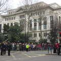 The corner of Cannon Street and New Change, Margaret Thatcher's Funeral, St. Paul's, London - 17th April 2013