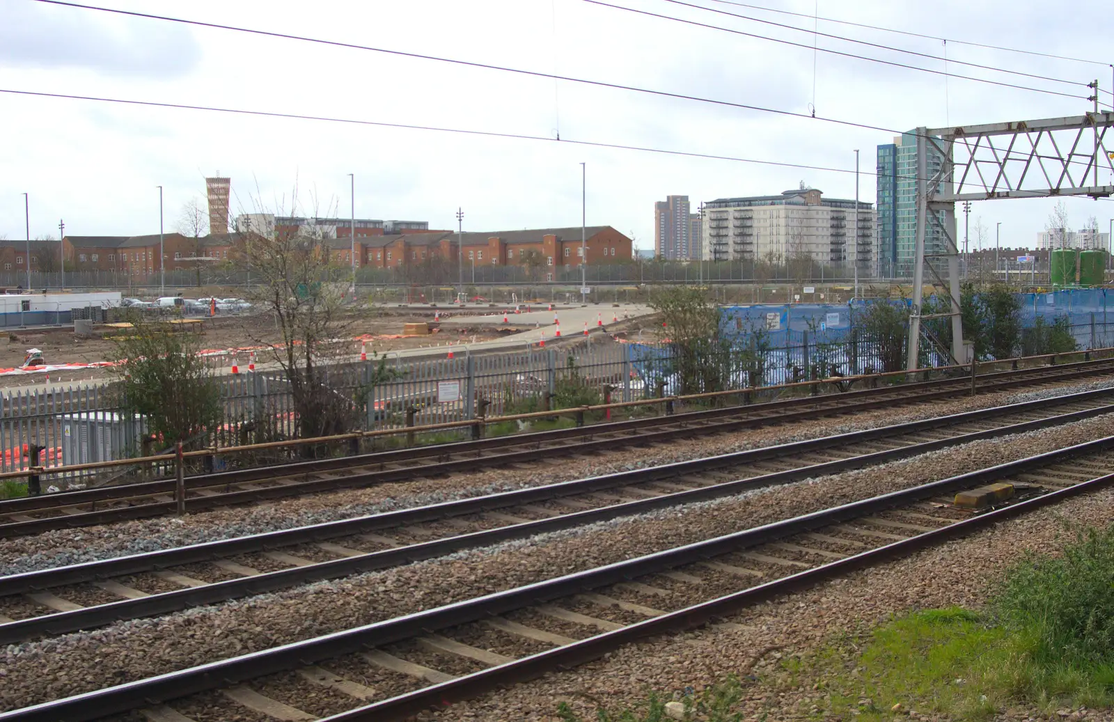 The edge of the Crossrail development in Stratford, from Margaret Thatcher's Funeral, St. Paul's, London - 17th April 2013