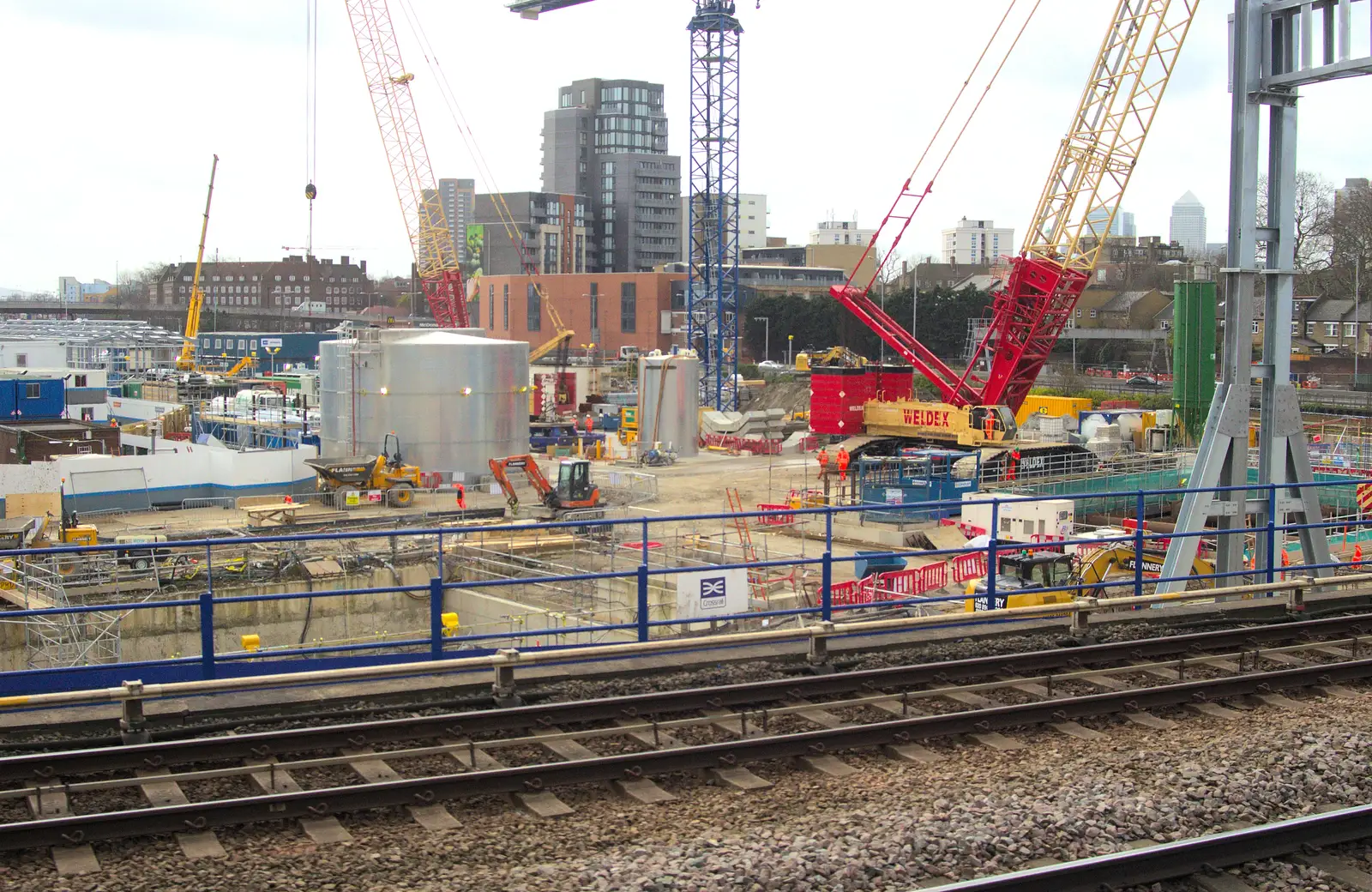 Major construction on the Stratford Crossrail site, from Margaret Thatcher's Funeral, St. Paul's, London - 17th April 2013