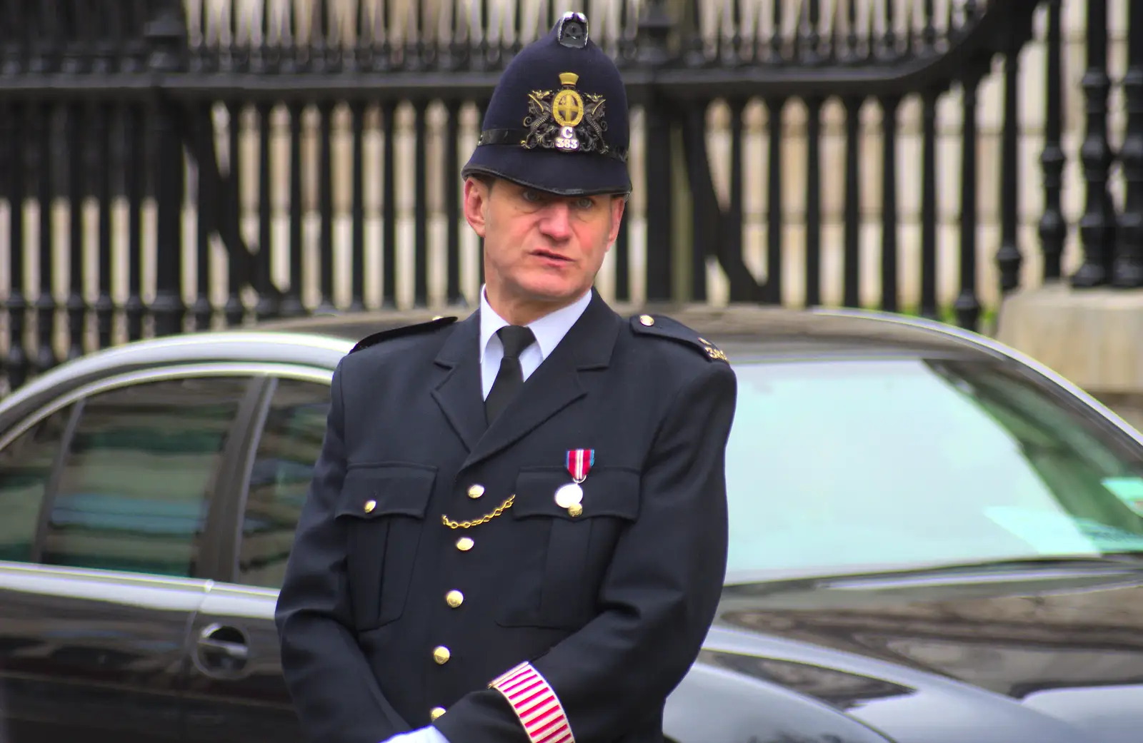 A City of London Rozzer, in ceremonial uniform, from Margaret Thatcher's Funeral, St. Paul's, London - 17th April 2013