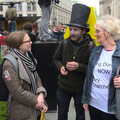 The anti-Thatcherites are quizzed by a student, Margaret Thatcher's Funeral, St. Paul's, London - 17th April 2013