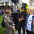 The anti-Thatcherites are quizzed by a student, Margaret Thatcher's Funeral, St. Paul's, London - 17th April 2013