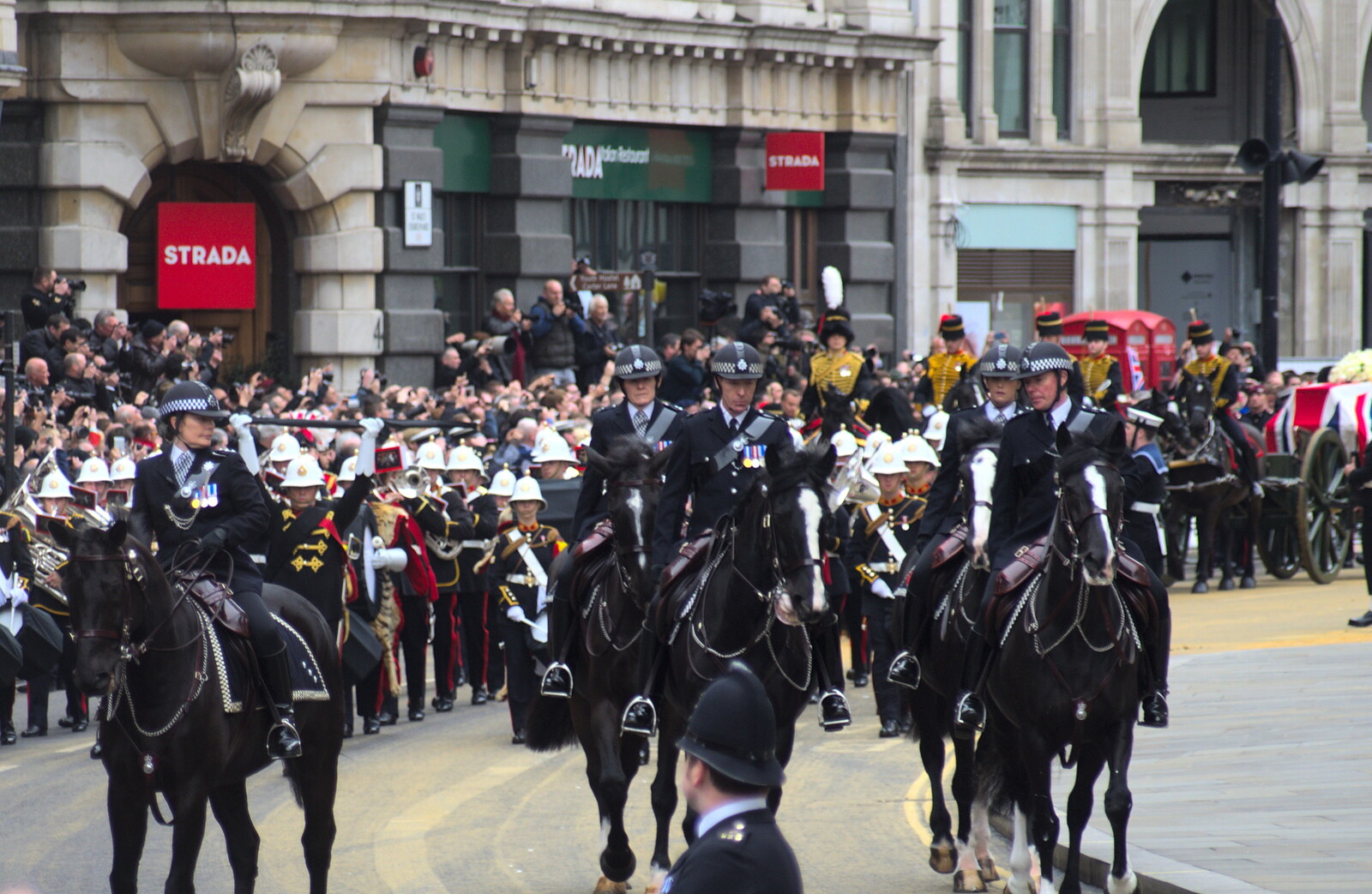 The flag-draped coffin stops by St. Paul's from Margaret Thatcher's Funeral, St. Paul's, London - 17th April 2013
