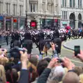 The gun carriage and coffin heads up to St. Paul's, Margaret Thatcher's Funeral, St. Paul's, London - 17th April 2013