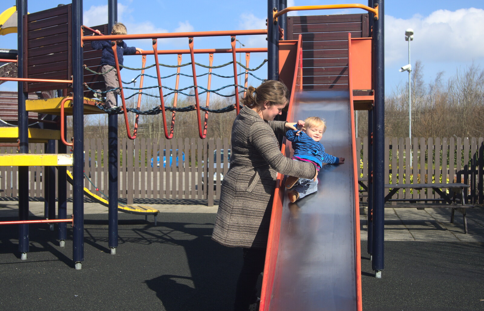 Harry has a slide from Chesterfield and the Twisty Spire, Derbyshire - 19th April 2013