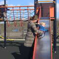 Harry has a slide, Chesterfield and the Twisty Spire, Derbyshire - 19th April 2013
