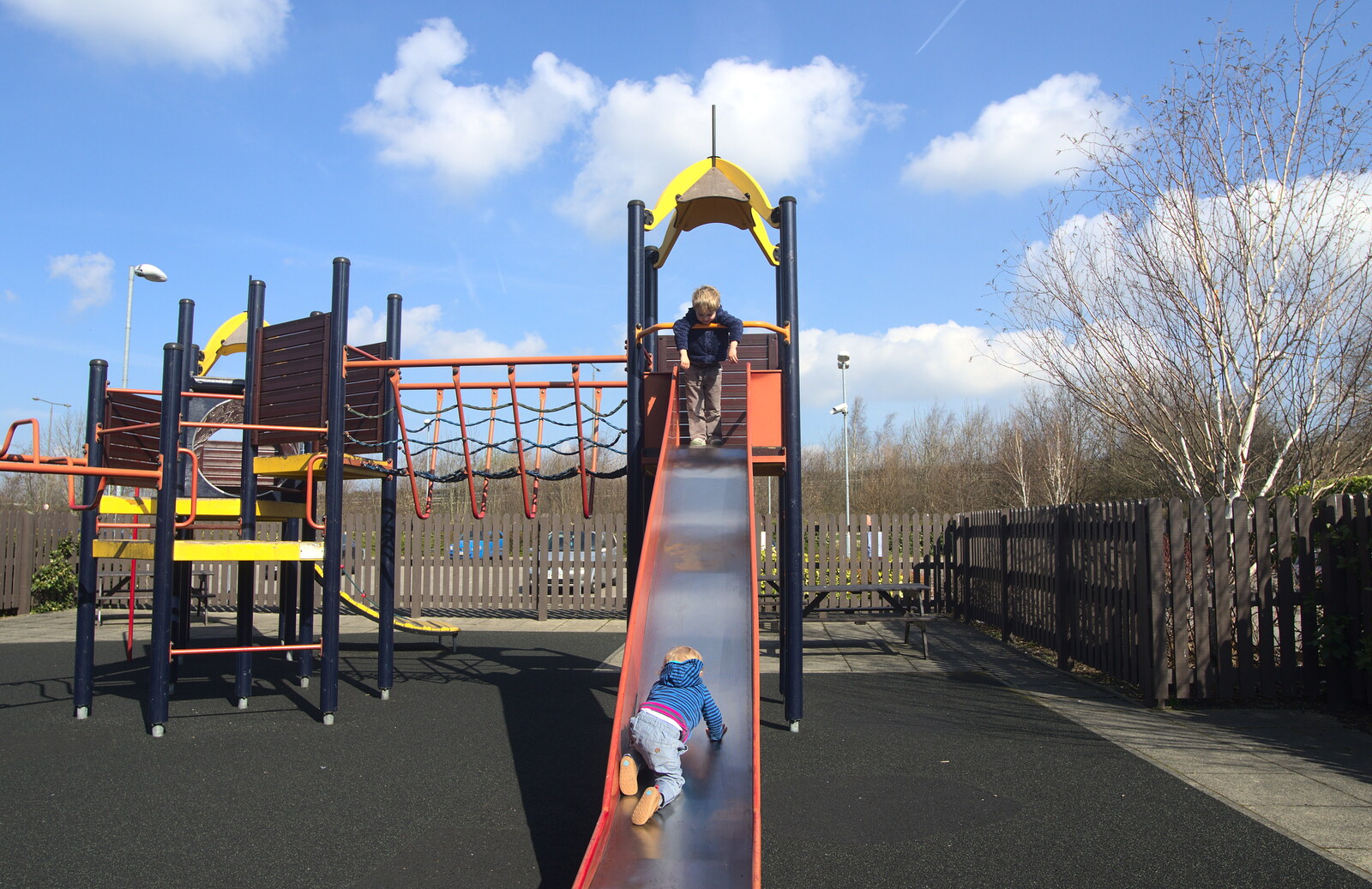 The boys in the playground from Chesterfield and the Twisty Spire, Derbyshire - 19th April 2013