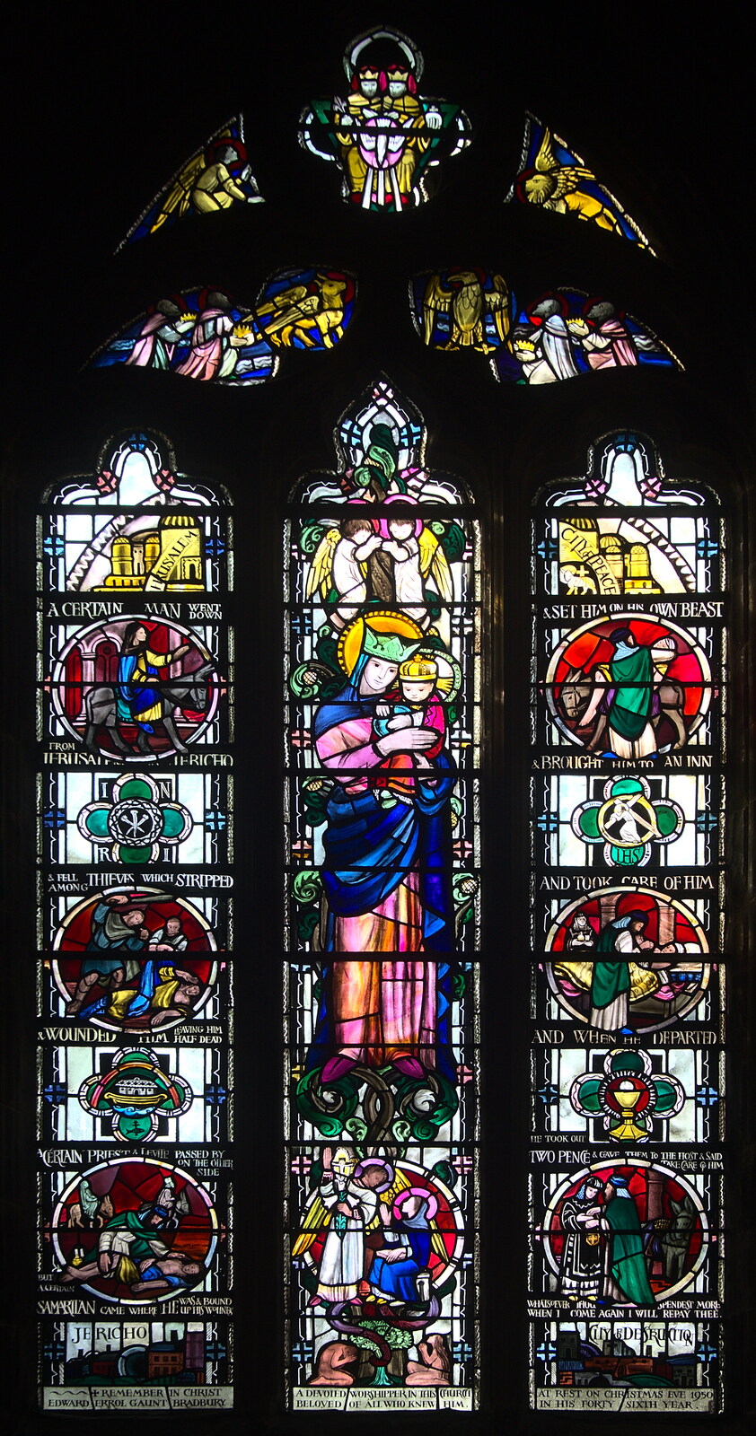 Stained-glass window, dated 1950 from Chesterfield and the Twisty Spire, Derbyshire - 19th April 2013