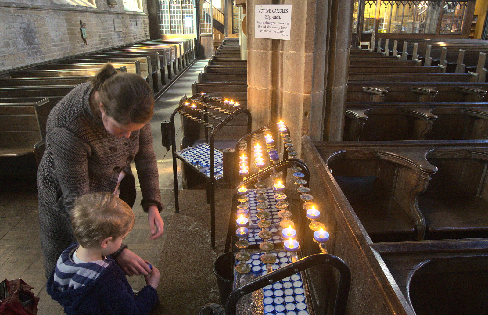 Fred and Isobel light a candle from Chesterfield and the Twisty Spire, Derbyshire - 19th April 2013