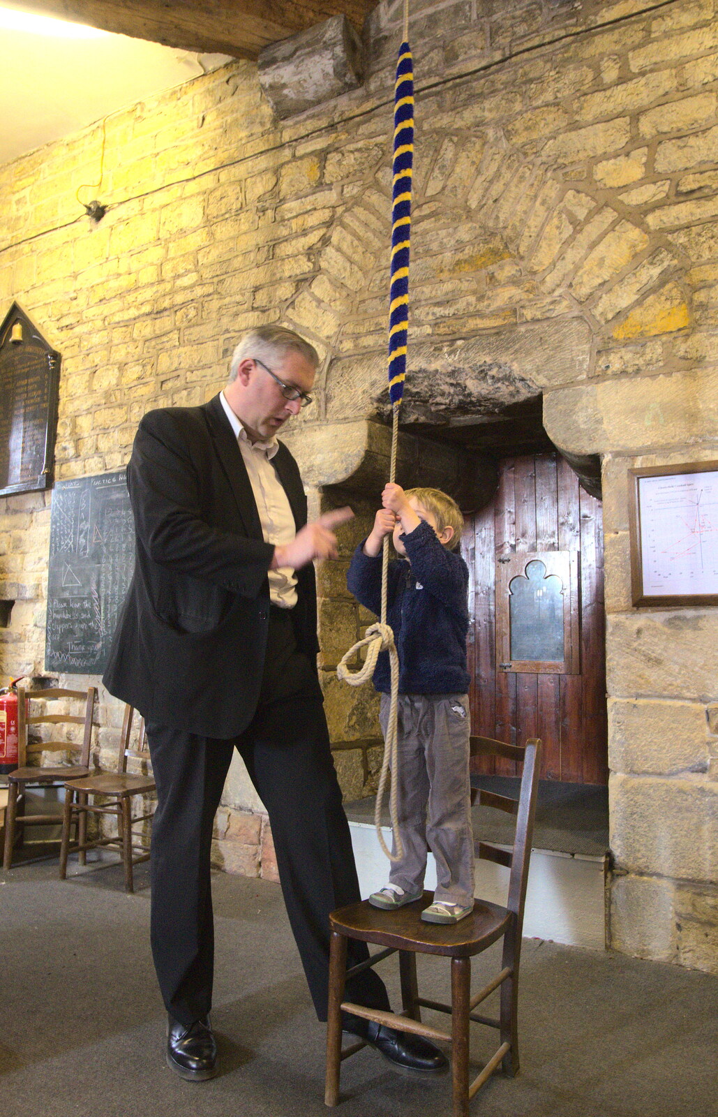 Fred gets to ring a church bell from Chesterfield and the Twisty Spire, Derbyshire - 19th April 2013