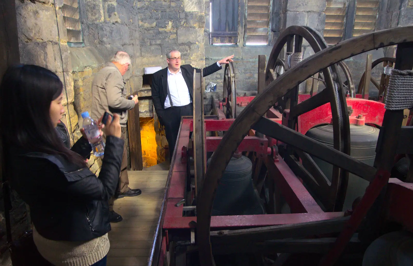 Our tour continues up to the belfry, from Chesterfield and the Twisty Spire, Derbyshire - 19th April 2013