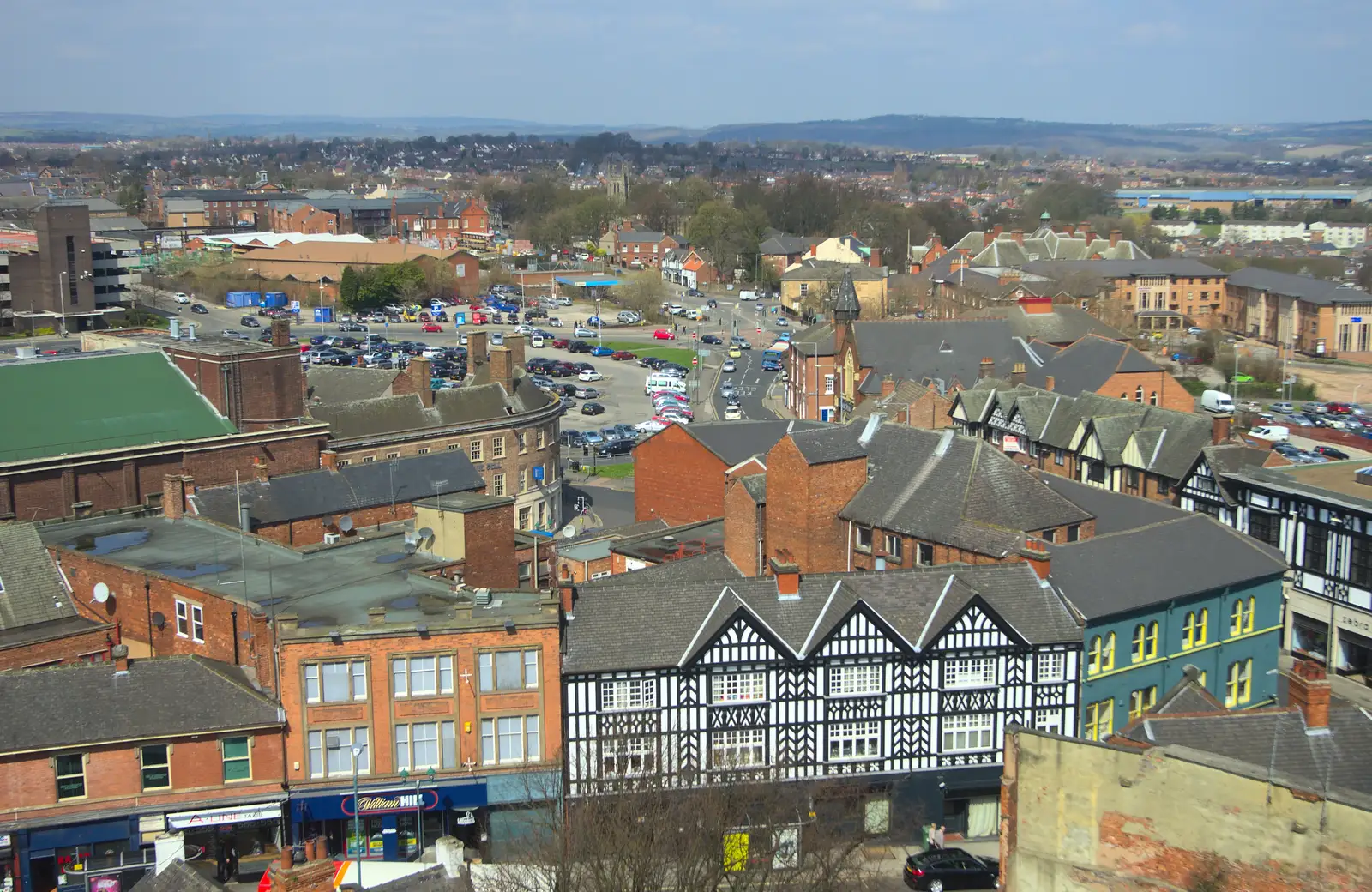 Mock Tudor building, and the car park we parked in, from Chesterfield and the Twisty Spire, Derbyshire - 19th April 2013