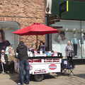 A portable stall tries to sell rubber roofing, Chesterfield and the Twisty Spire, Derbyshire - 19th April 2013