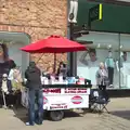 A portable stall tries to sell rubber roofing, Chesterfield and the Twisty Spire, Derbyshire - 19th April 2013