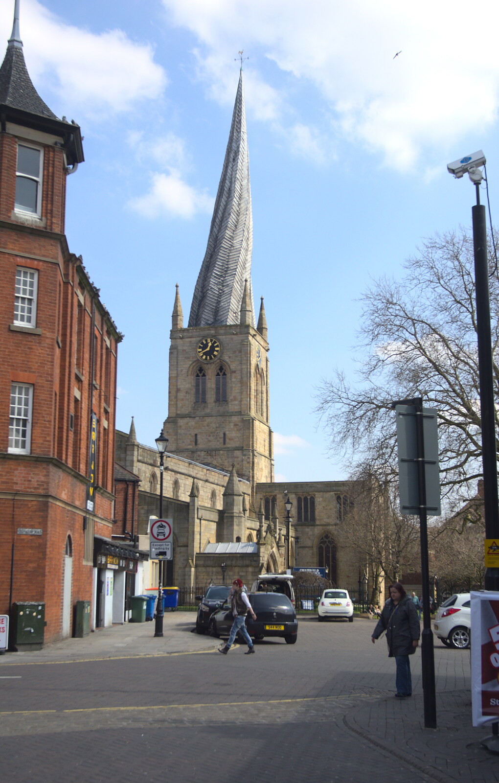 A view of the spire, with the 2.7 metre offset from Chesterfield and the Twisty Spire, Derbyshire - 19th April 2013