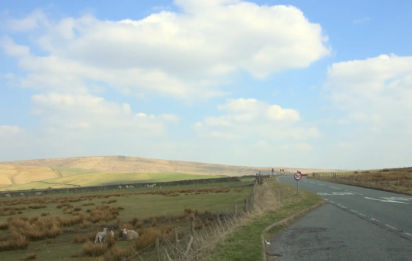 The Cat and Fiddle pass, over the top, from Chesterfield and the Twisty Spire, Derbyshire - 19th April 2013