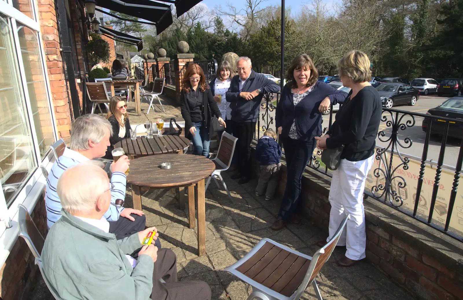 A family gathering on the hotel patio, from Uncle James's Ninetieth Birthday, Cheadle Hulme, Manchester - 20th April 2013