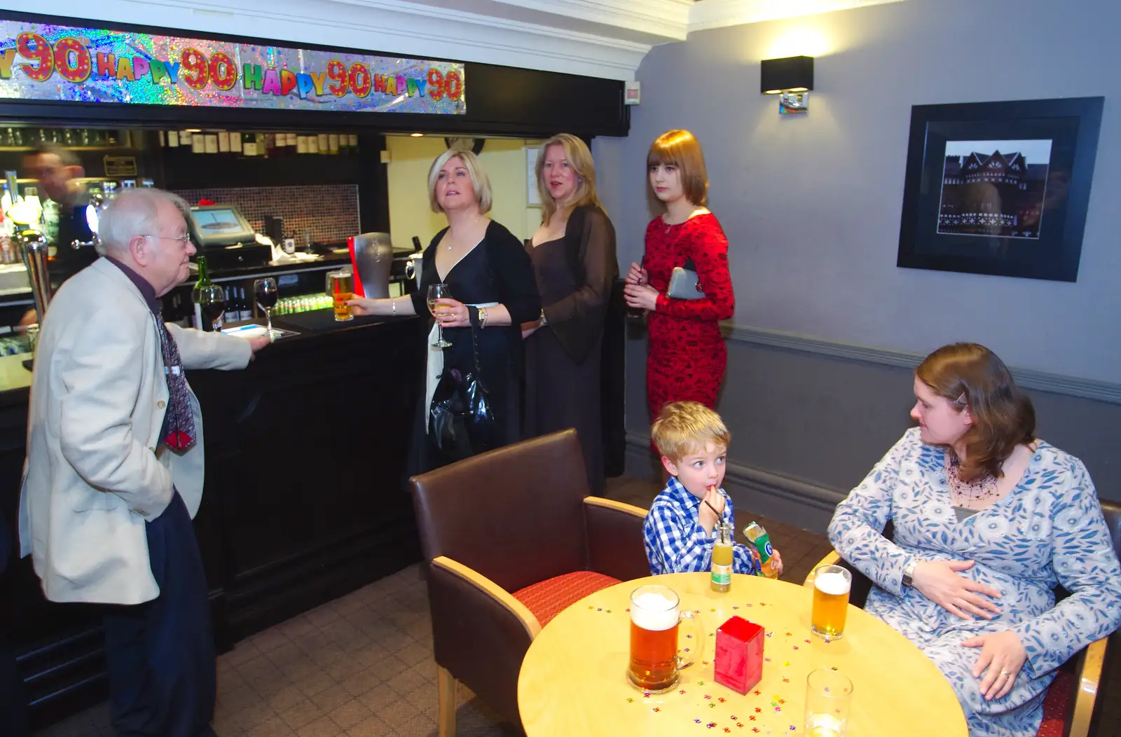 Fred and Isobel in the bar, from Uncle James's Ninetieth Birthday, Cheadle Hulme, Manchester - 20th April 2013