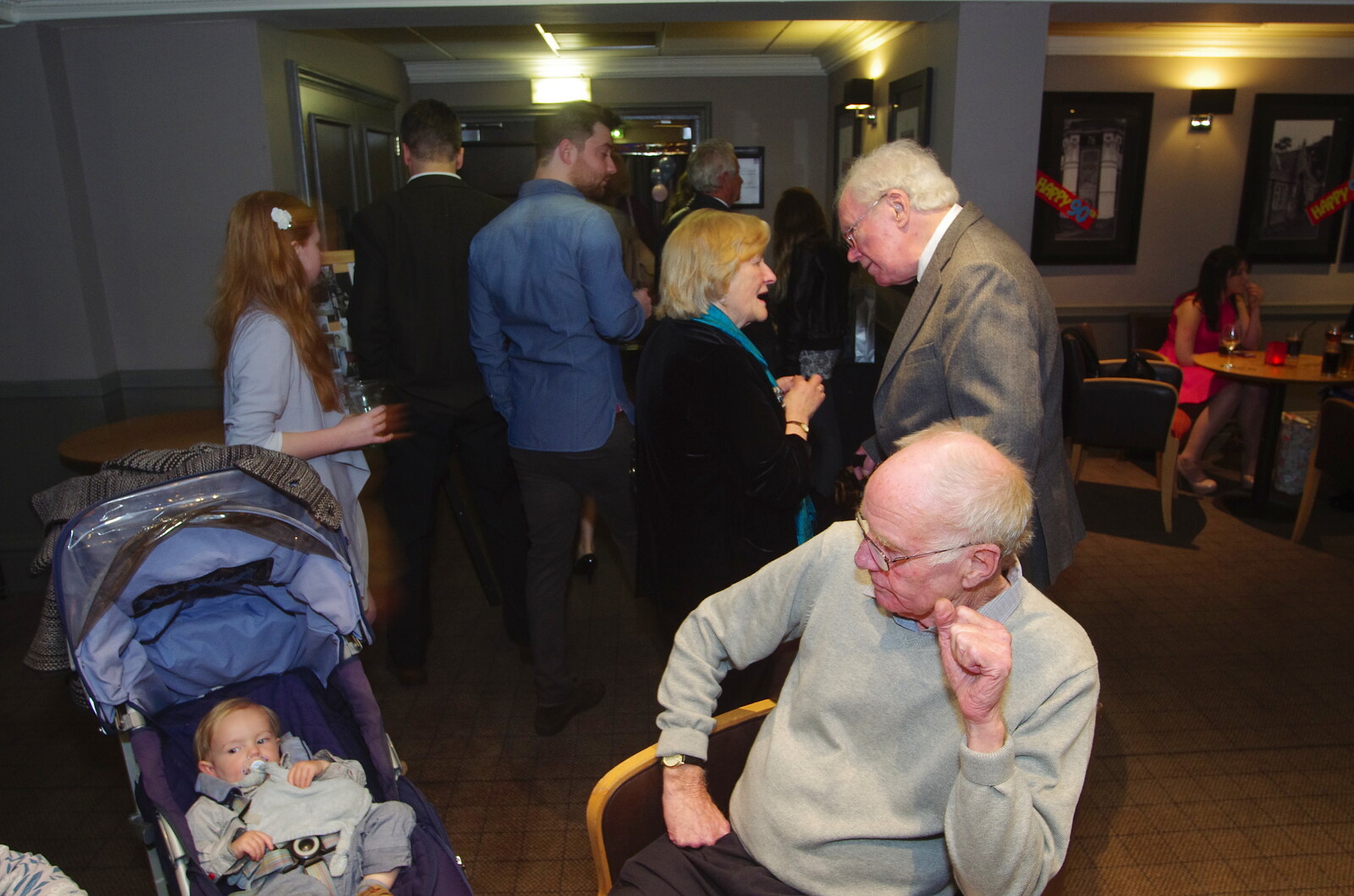 Grandad looks at Harry from Uncle James's Ninetieth Birthday, Cheadle Hulme, Manchester - 20th April 2013
