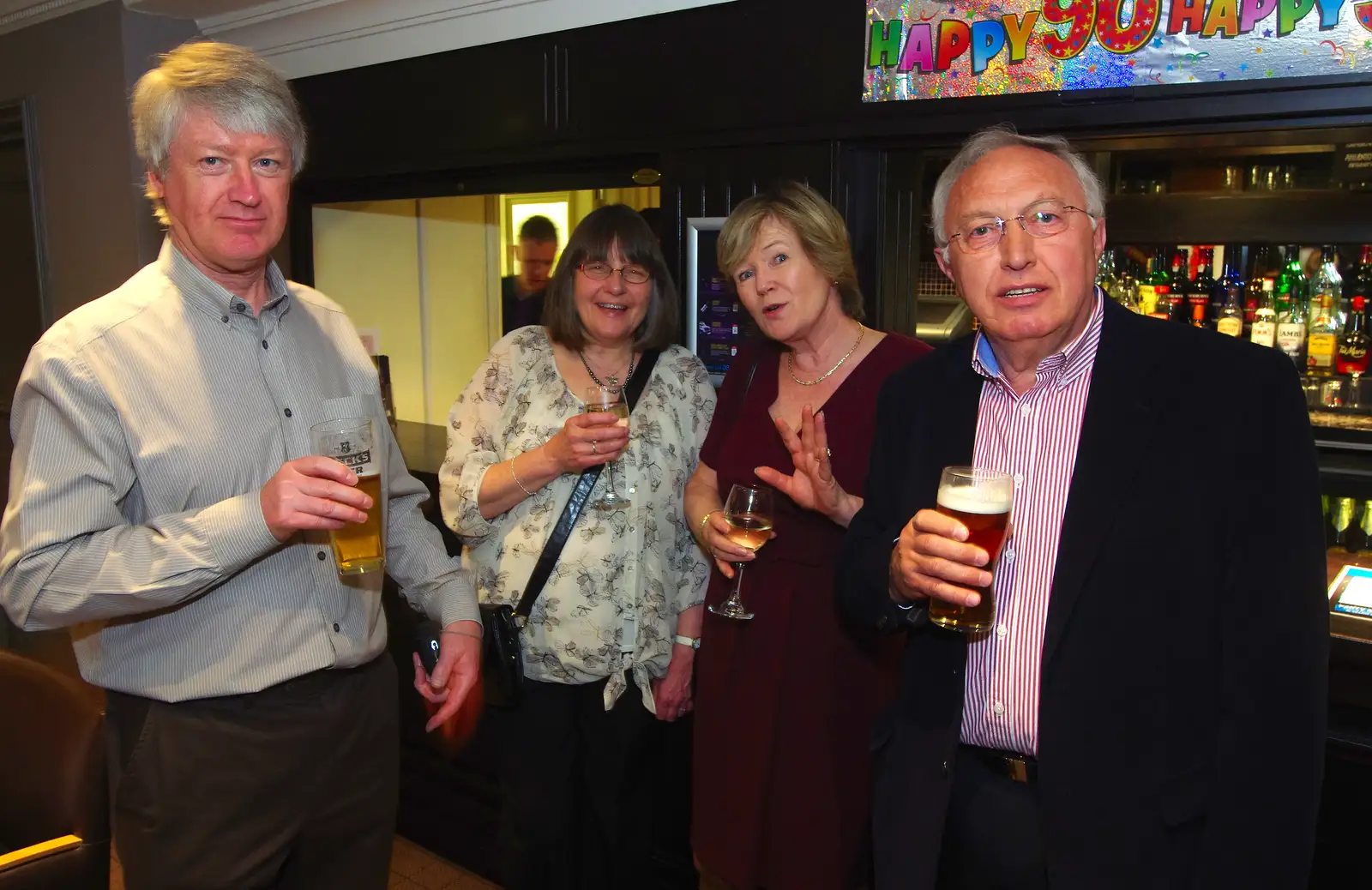 Neil, Caroline, Judith and Bruno, from Uncle James's Ninetieth Birthday, Cheadle Hulme, Manchester - 20th April 2013