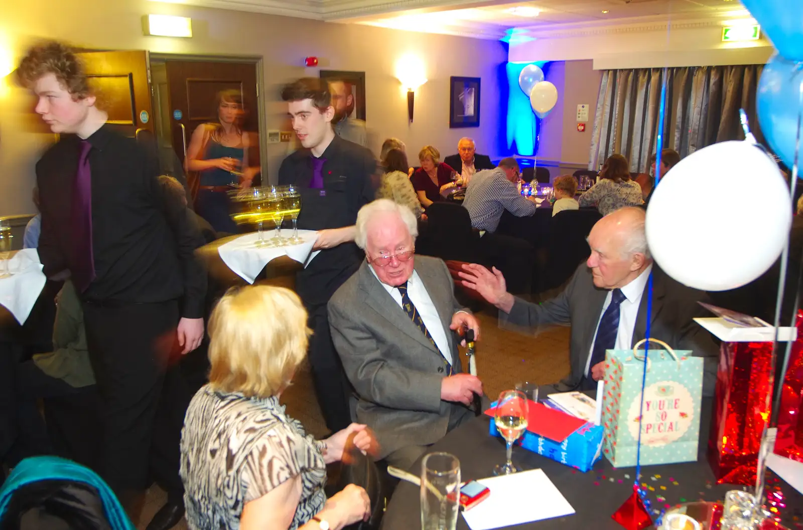 Champagne is brought in, from Uncle James's Ninetieth Birthday, Cheadle Hulme, Manchester - 20th April 2013