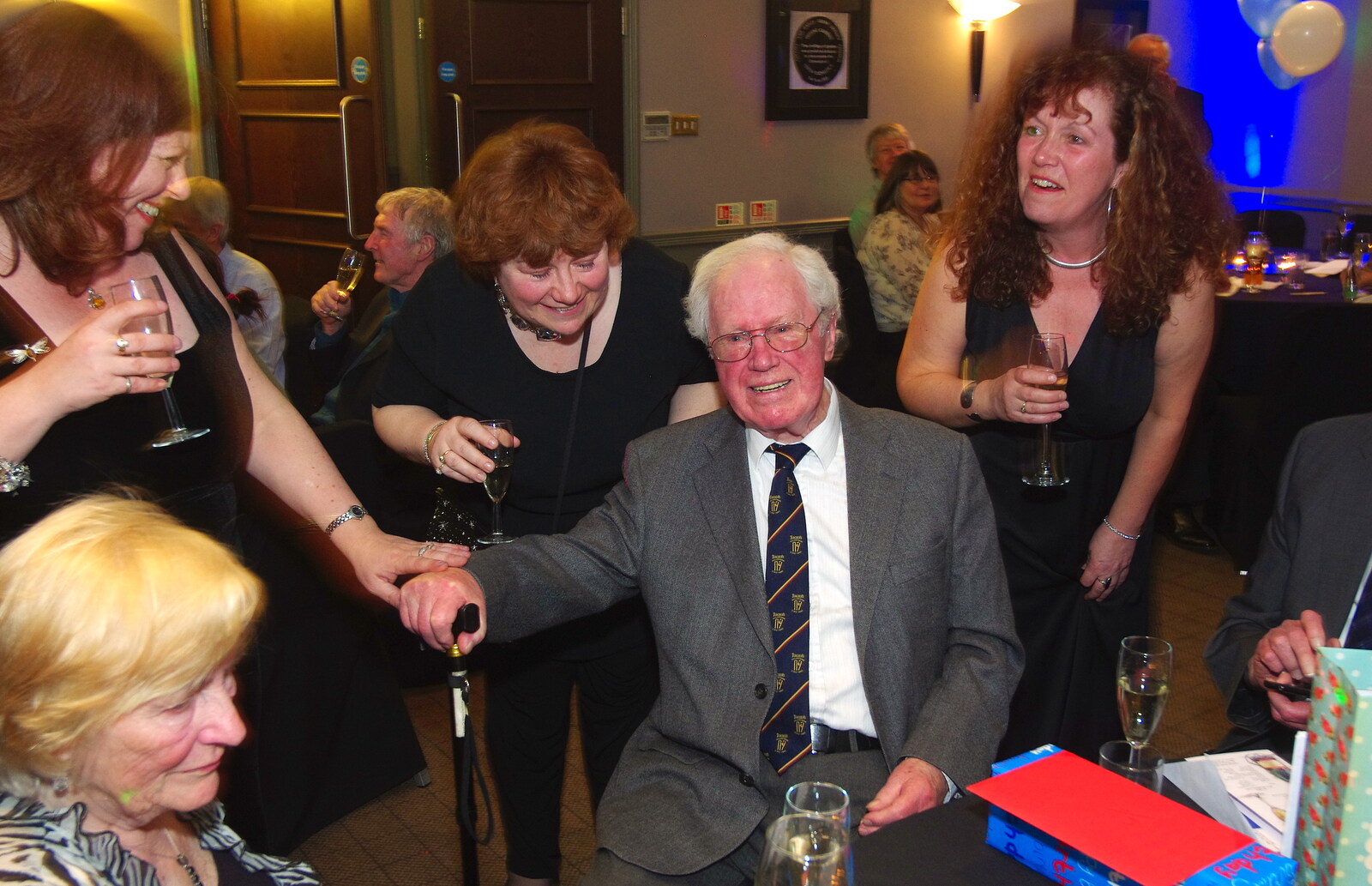 James is surrounded by his girls from Uncle James's Ninetieth Birthday, Cheadle Hulme, Manchester - 20th April 2013