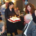 A birthday cake is brought in, Uncle James's Ninetieth Birthday, Cheadle Hulme, Manchester - 20th April 2013