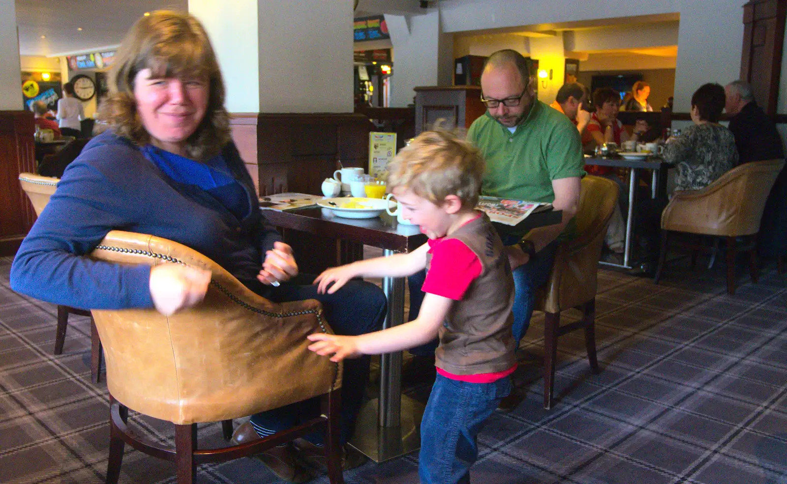 Fred runs around, as Matt reads the paper, from Uncle James's Ninetieth Birthday, Cheadle Hulme, Manchester - 20th April 2013