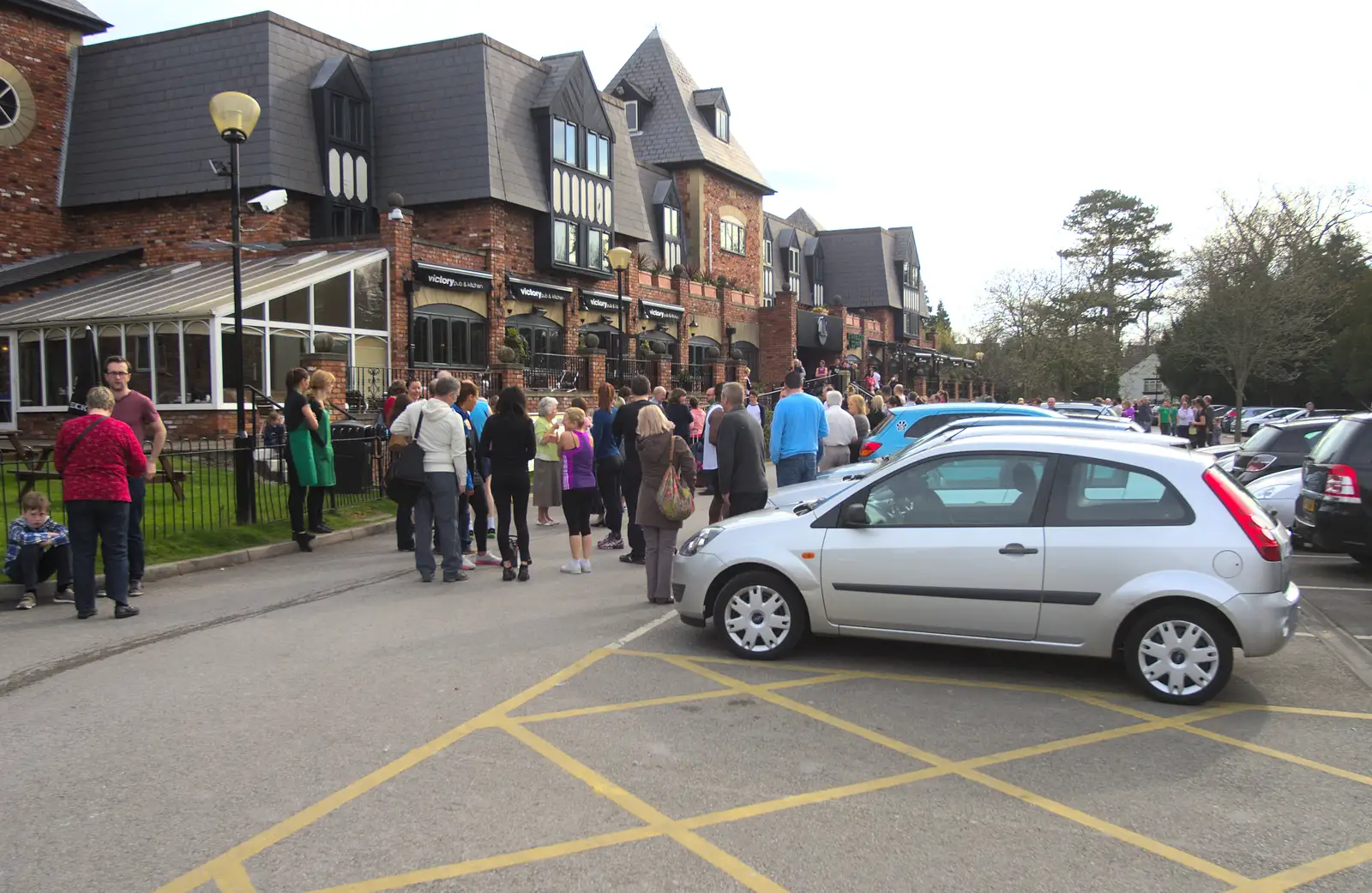 All the guests mill around the car park, from Uncle James's Ninetieth Birthday, Cheadle Hulme, Manchester - 20th April 2013