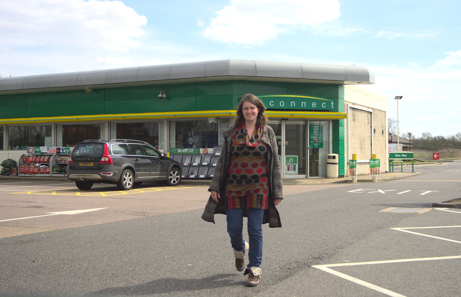 Isobel at the BP garage on the A14 near Huntingdon from Uncle James's Ninetieth Birthday, Cheadle Hulme, Manchester - 20th April 2013