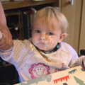 Harry gets a little bit of yoghurt on his face, Uncle James's Ninetieth Birthday, Cheadle Hulme, Manchester - 20th April 2013