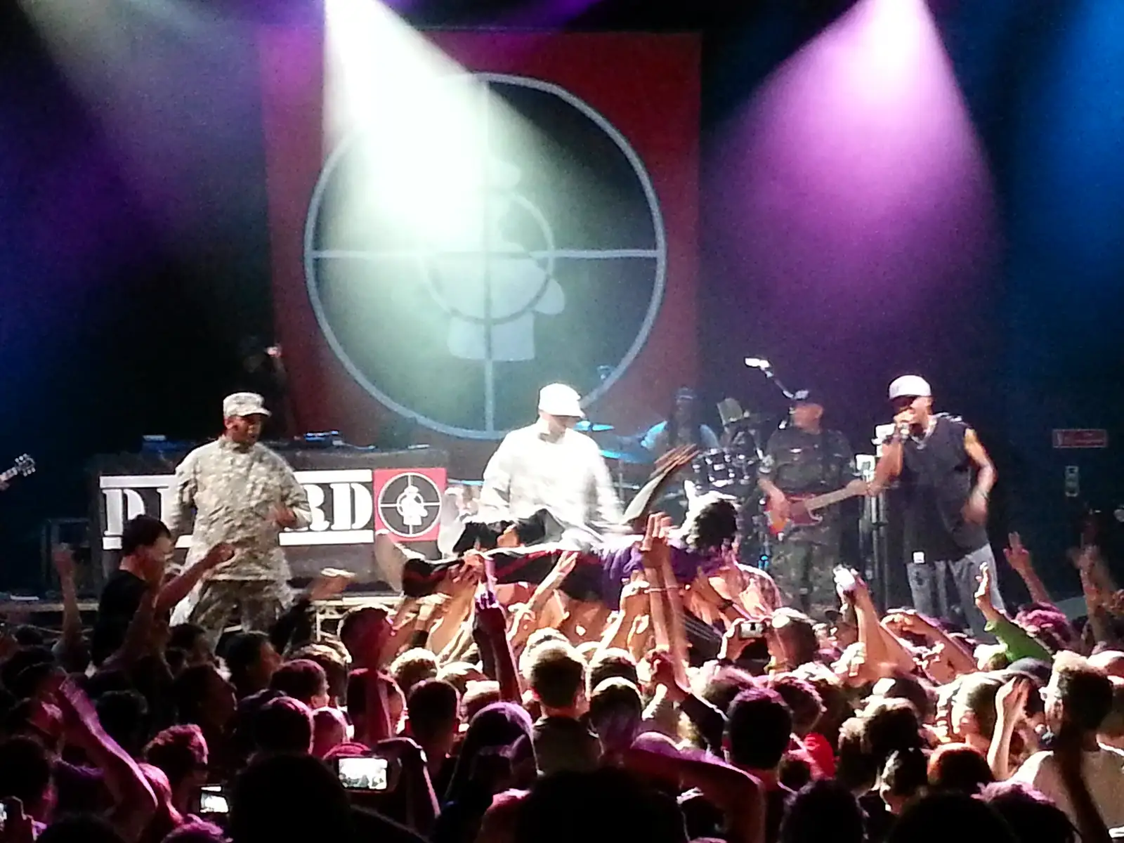 A bit of crowd surfing occurs, from Public Enemy at the UEA and other Camera-phone Randomness, Norwich - 24th April 2013