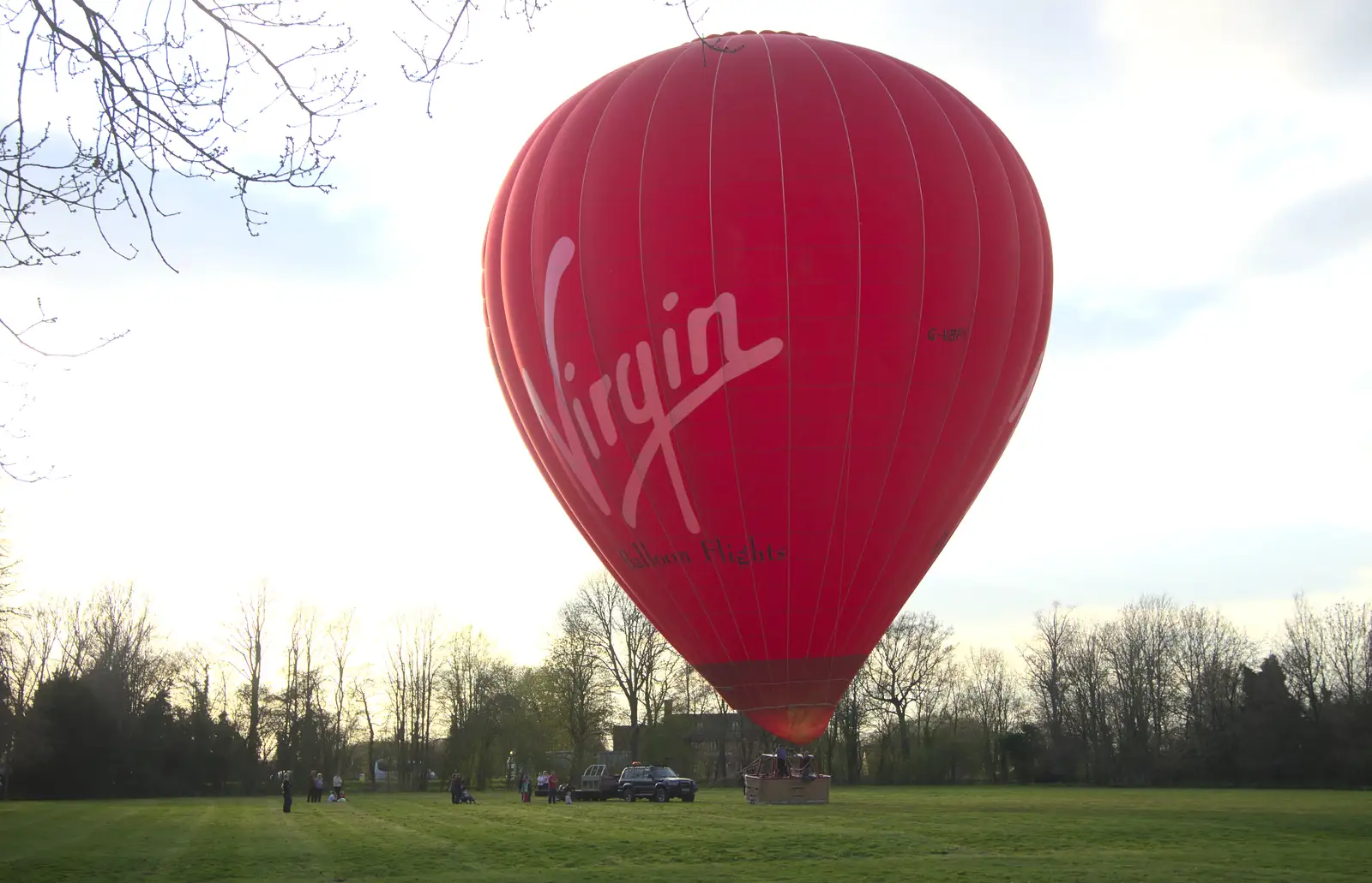 There's a Virgin balloon on the Cornwallis's field, from Spammy's Birthday, The Swan Inn, Brome, Suffolk - 27th April 2013