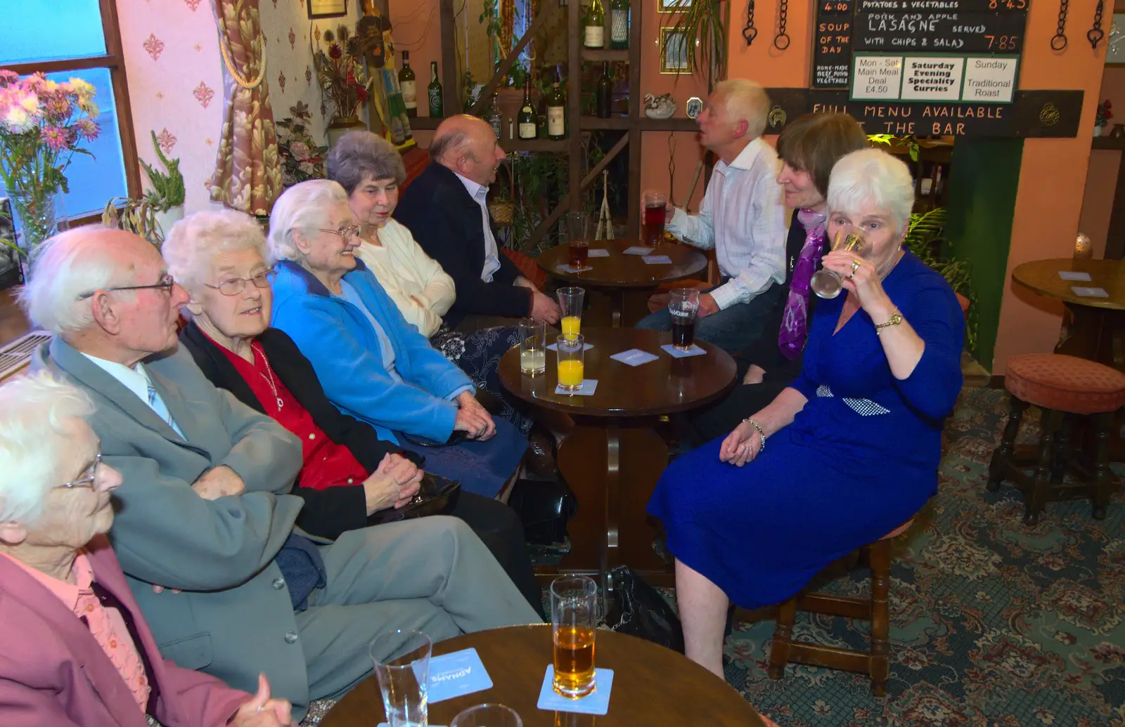 Spammy sits with the olds for a bit, from Spammy's Birthday, The Swan Inn, Brome, Suffolk - 27th April 2013