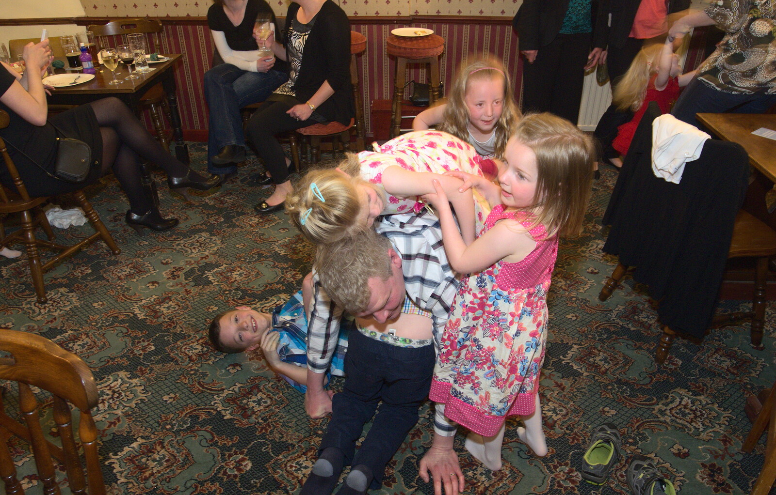 Bill's under a pile of children again from Spammy's Birthday, The Swan Inn, Brome, Suffolk - 27th April 2013