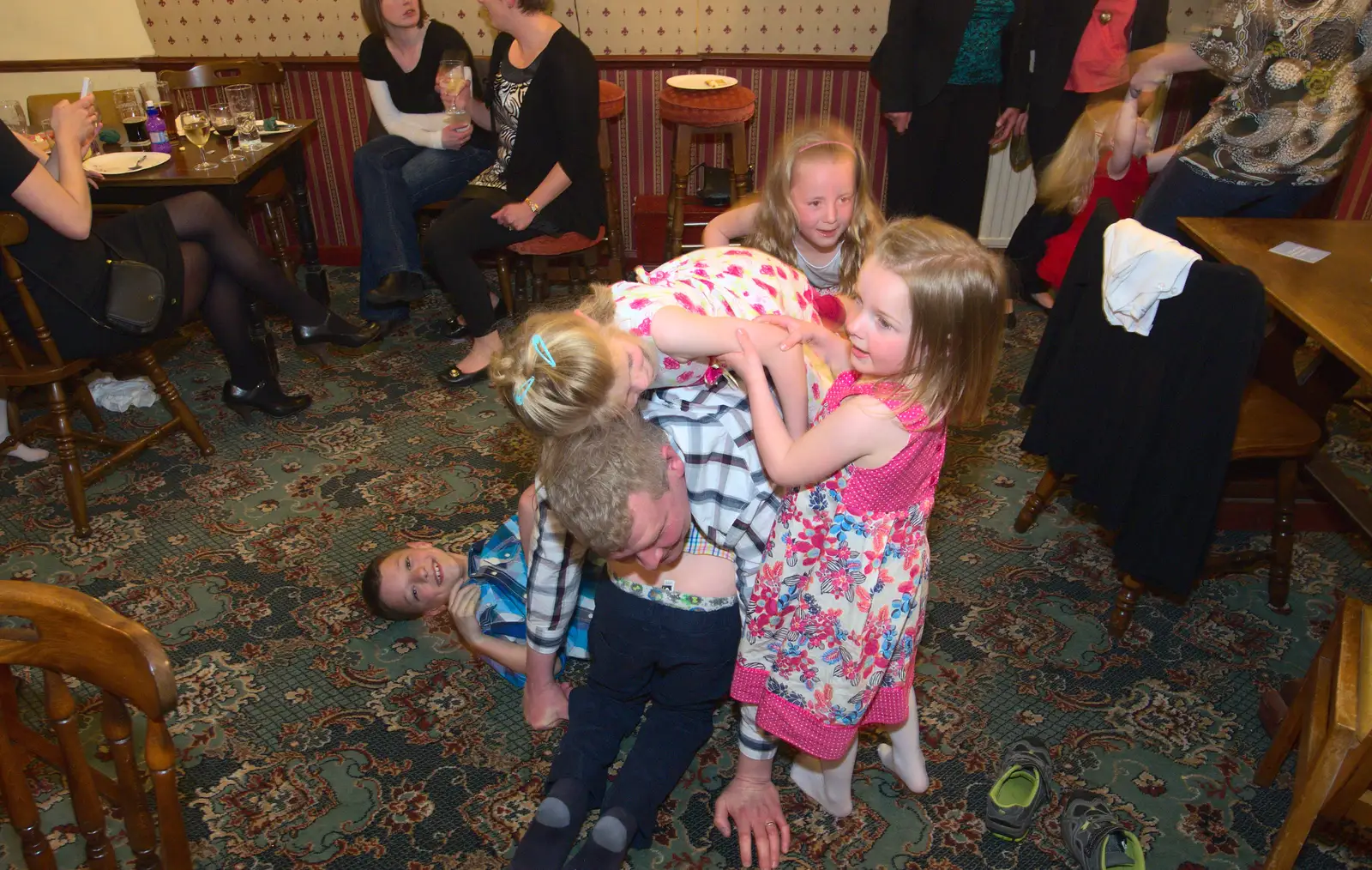 Bill's under a pile of children again, from Spammy's Birthday, The Swan Inn, Brome, Suffolk - 27th April 2013