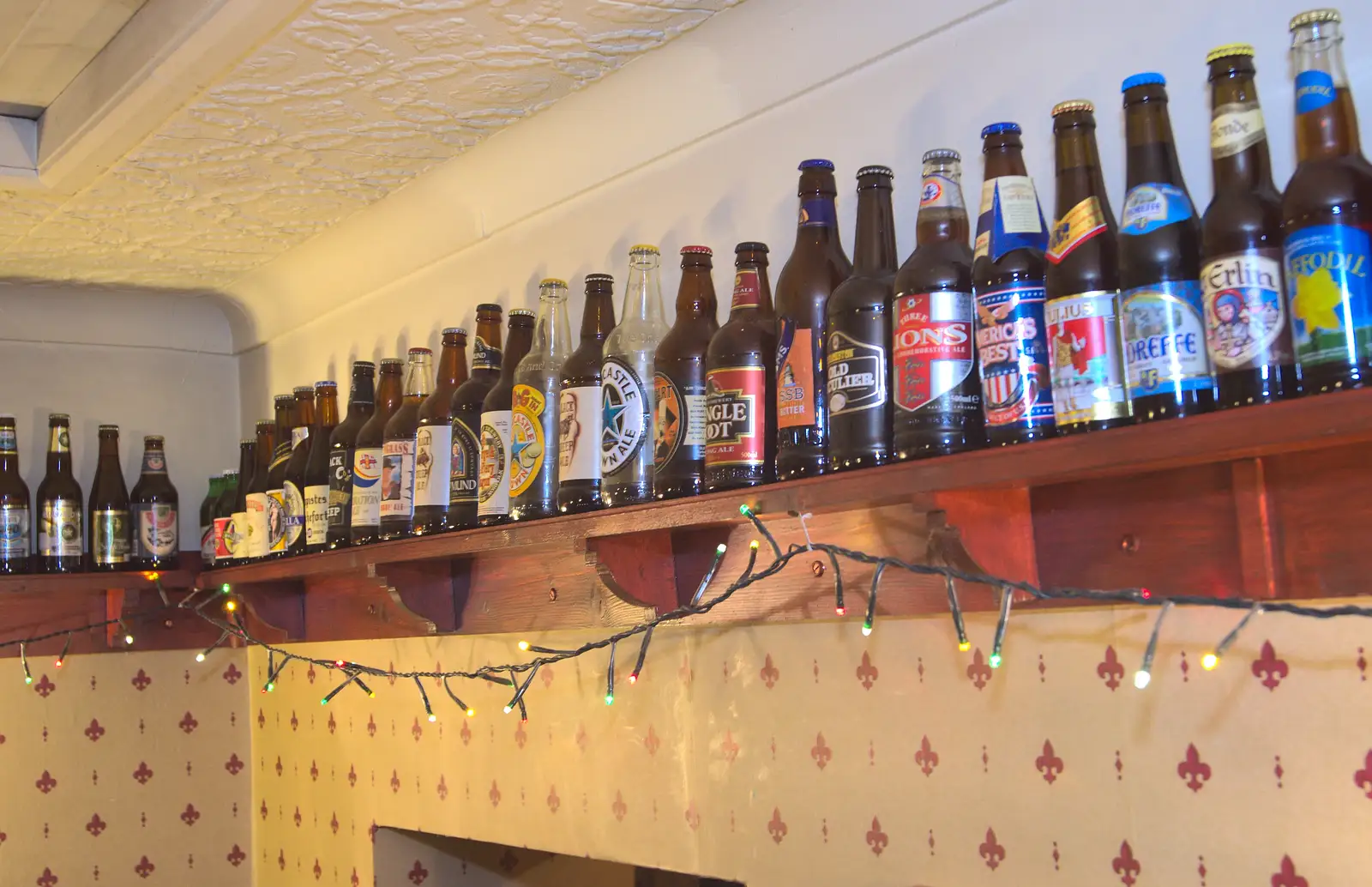 Alan's collection of bottles, from Spammy's Birthday, The Swan Inn, Brome, Suffolk - 27th April 2013