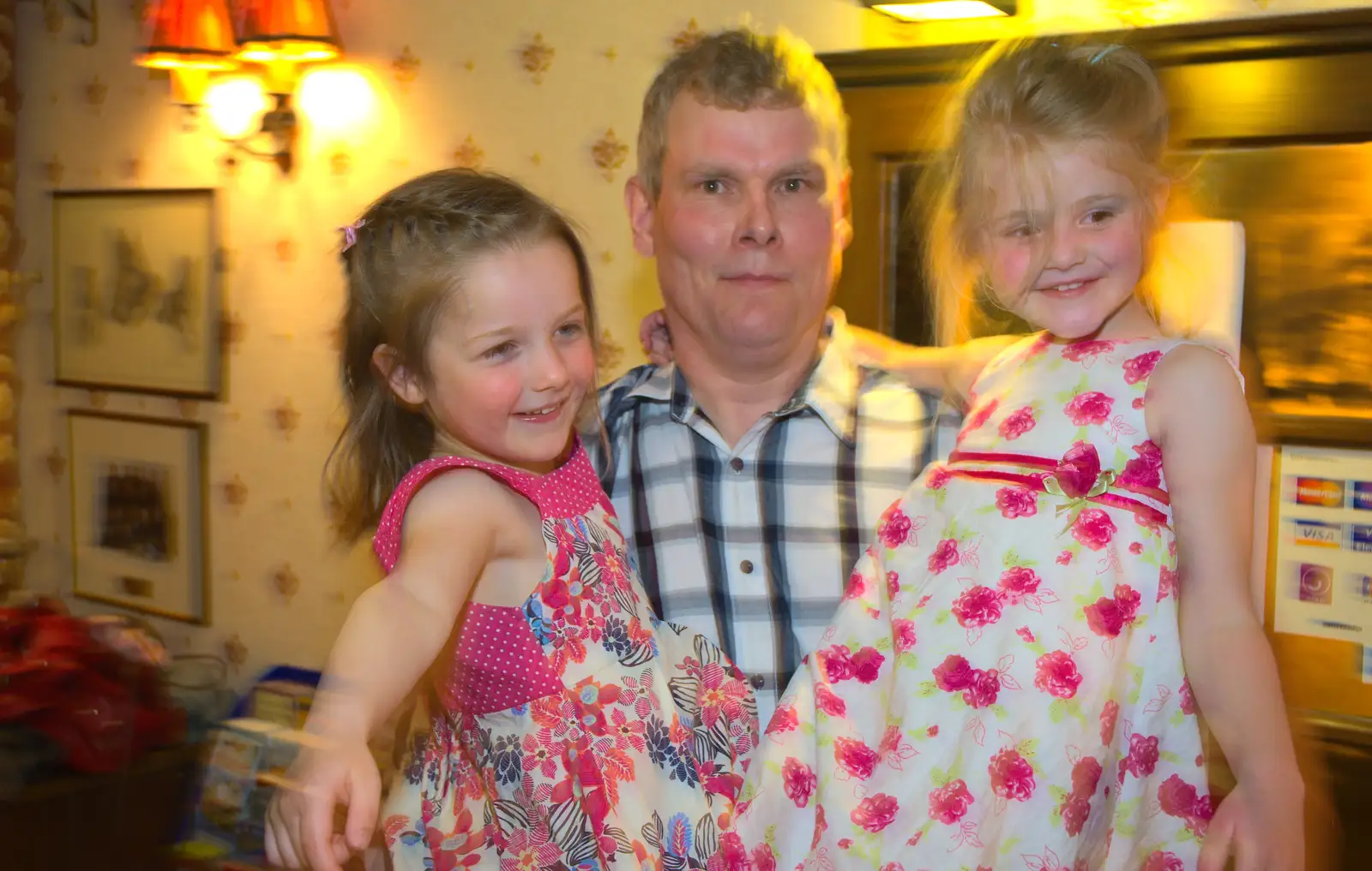 Bill with Ella and Jessica, from Spammy's Birthday, The Swan Inn, Brome, Suffolk - 27th April 2013