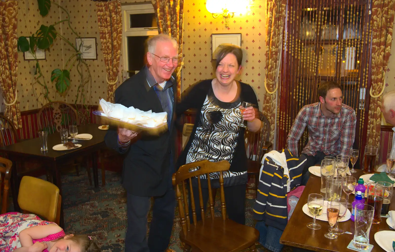 John Willy hands around some cake, from Spammy's Birthday, The Swan Inn, Brome, Suffolk - 27th April 2013