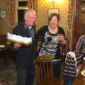 Spammy's Birthday, The Swan Inn, Brome, Suffolk - 27th April 2013, John Willy hands around some cake