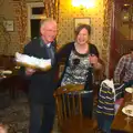 John Willy hands around some cake, Spammy's Birthday, The Swan Inn, Brome, Suffolk - 27th April 2013