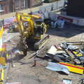 The roof over the pumps has completely gone, The Garage-Eating Monster of Southwark, London - 1st May 2013