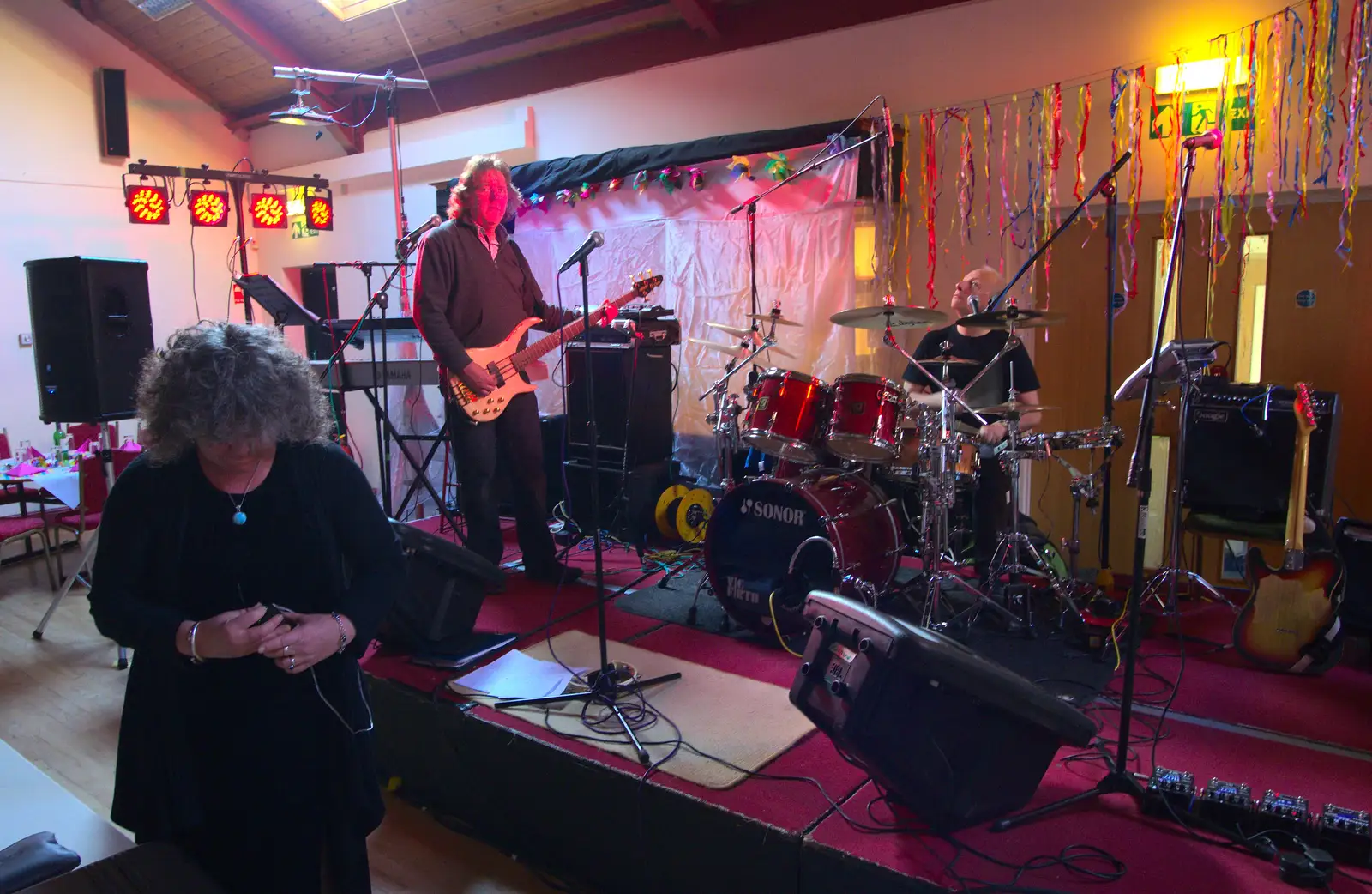 Jo roams around as Max looks over, from The BBs at the Mayor's Charity Ball, Town Moors, Eye, Suffolk - 4th May 2013