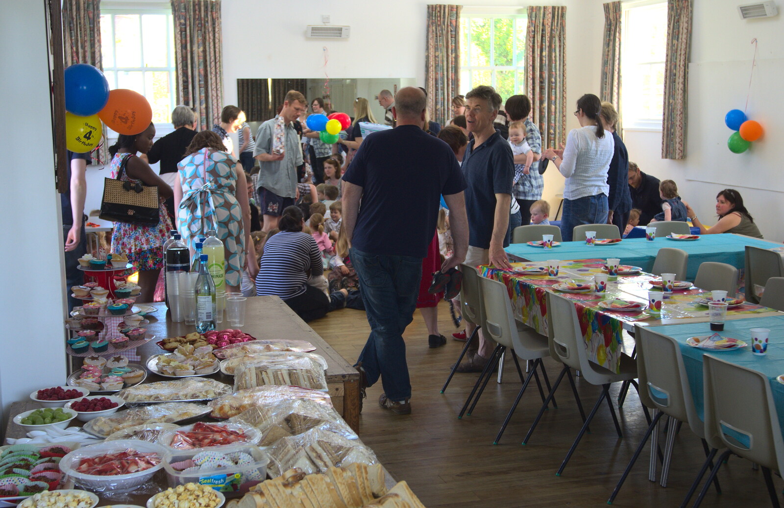 Tables are loaded and ready to go from Rosie and Henry's Birthday Party, Mellis, Suffolk - 5th May 2013