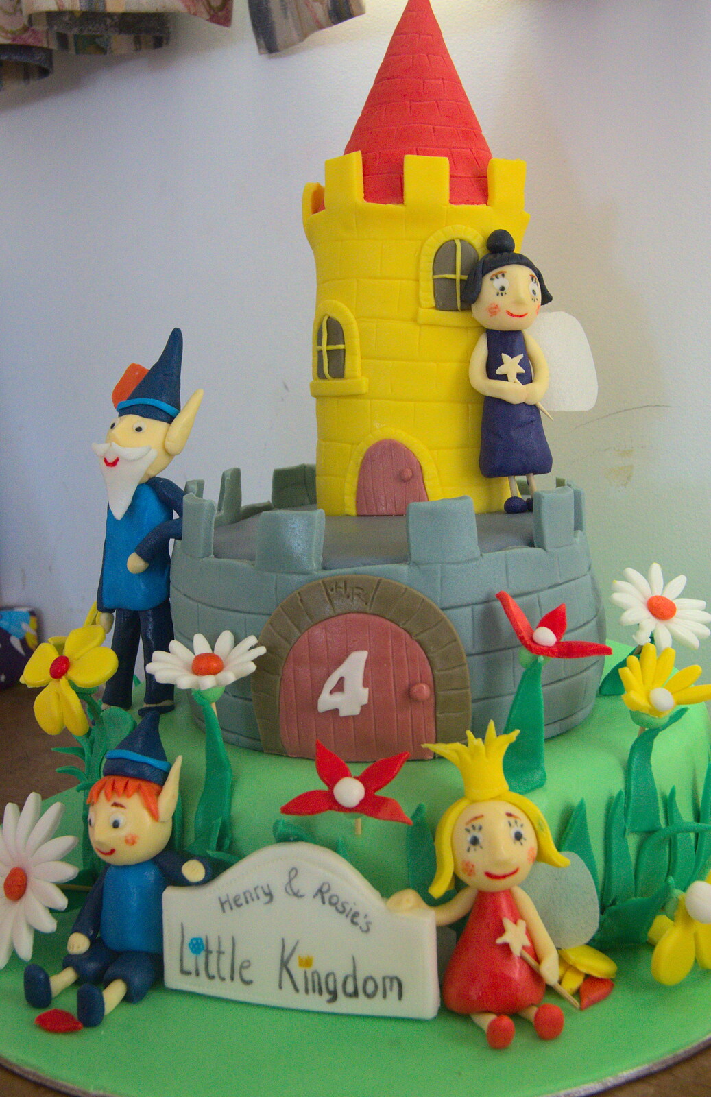 The impressively-stacked birthday cake from Rosie and Henry's Birthday Party, Mellis, Suffolk - 5th May 2013