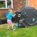 Fred runs away as bubbles chase him around, Rosie and Henry's Birthday Party, Mellis, Suffolk - 5th May 2013