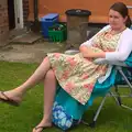 Isobel sits in a garden chair, Bank Holiday Flowers, Brome, Suffolk - 6th May 2013